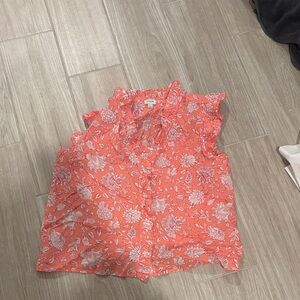 J. Crew Factory Coral and White Floral Top